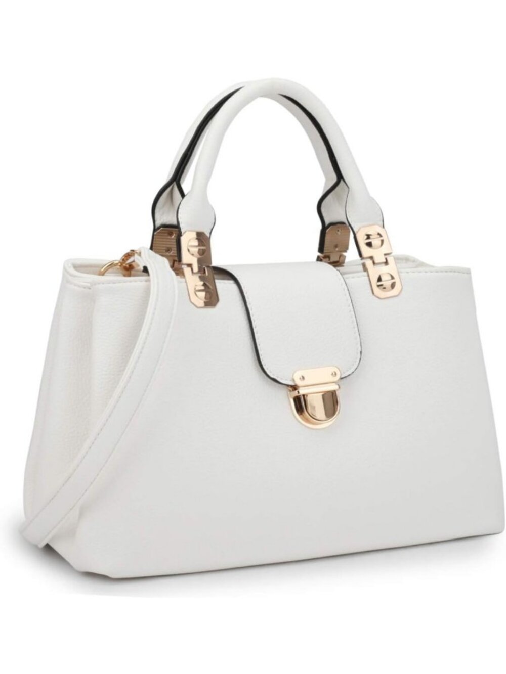 Stylish Vegan Leather Satchel Handbag - Medium Tote Purse with Top Handle